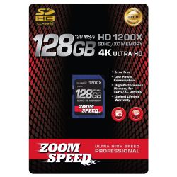 ZoomSpeed 128GB Ultra 4K High Speed Premium SDHC/XC Memory Card 120MB/S- Class 10