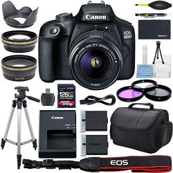 Canon EOS 4000D DSLR Camera with 18-55mm f/3.5-5.6 Zoom Lens, 128GB Memory,Case, Tripod and More - AOM Pro Bundle Kit (28 PCS)