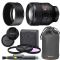 Sony FE 85mm f/1.4 GM Lens with AOM Pro Kit. Includes: Lens Pouch, UV Filter, Circular Polarizing Filter, Fluorescent Day Filter, Sony Lens Hood, Front & Rear Caps