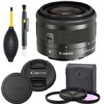 Canon EF-M 15-45mm f/3.5-6.3 is STM Lens (Graphite) (0572C002) + AOM Pro Kit Combo Bundle