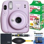 FUJIFILM Mini 11 Instant Film Camera (Lilac Purple, 16654803) + Film Value Pack (40 Sheets) + AOM Starter Bundle