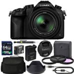 Panasonic Lumix DMC-FZ1000 Digital Camera: (Black) (PADMCFZ1000B) + 64GB AOM 4K Pro Kit