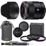 Sony Sonnar T FE 55mm f/1.8 ZA Full Frame Lens with AOM Pro Kit. Includes: UV Filter, Circular Polarizing Filter, Fluorescent Day Filter, Sony Lens Hood, Front & Rear Caps