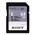 Sony 64GB SF-E Series UHS-II SDXC V30 Speed Class Rating Memory Card with 270 MB/s Read Speed and 45 MB/s Write Speed