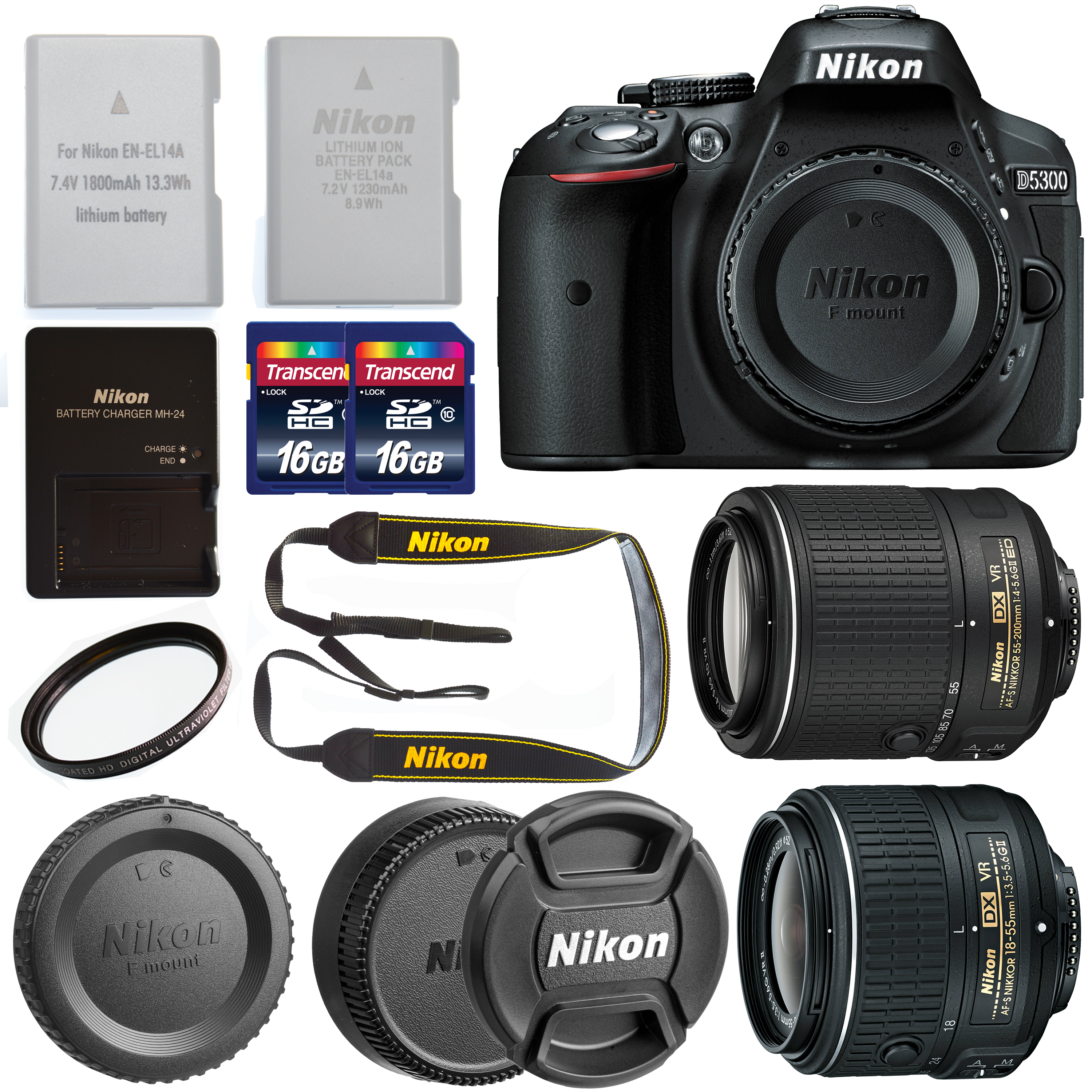 tiburón telegrama recoger Nikon D5300 DX Format Digital SLR Camera Body, Bundle DSLR5300KIT60