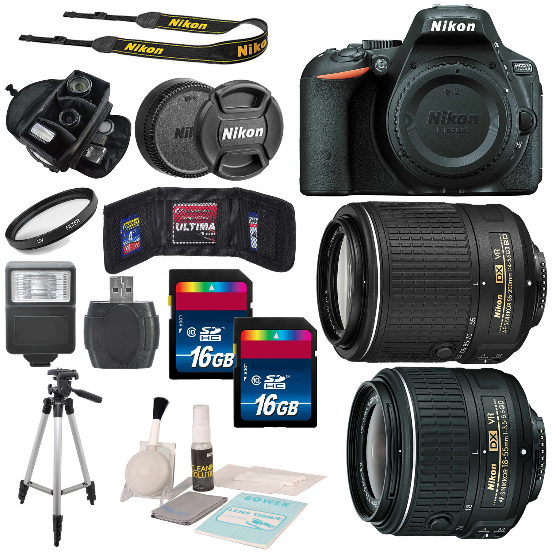 Nikon D5500 Dx 18 55mm F 3 5 5 6g Vr Ii With 55 0mm Lens Bundle Dslr5500kit2
