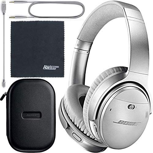 Bose QuietComfort 35 Series II Wireless Noise-Canceling Headphones - Silver  (789564-0020) + AOM Bundle - International Version (1 Year AOM Warranty)