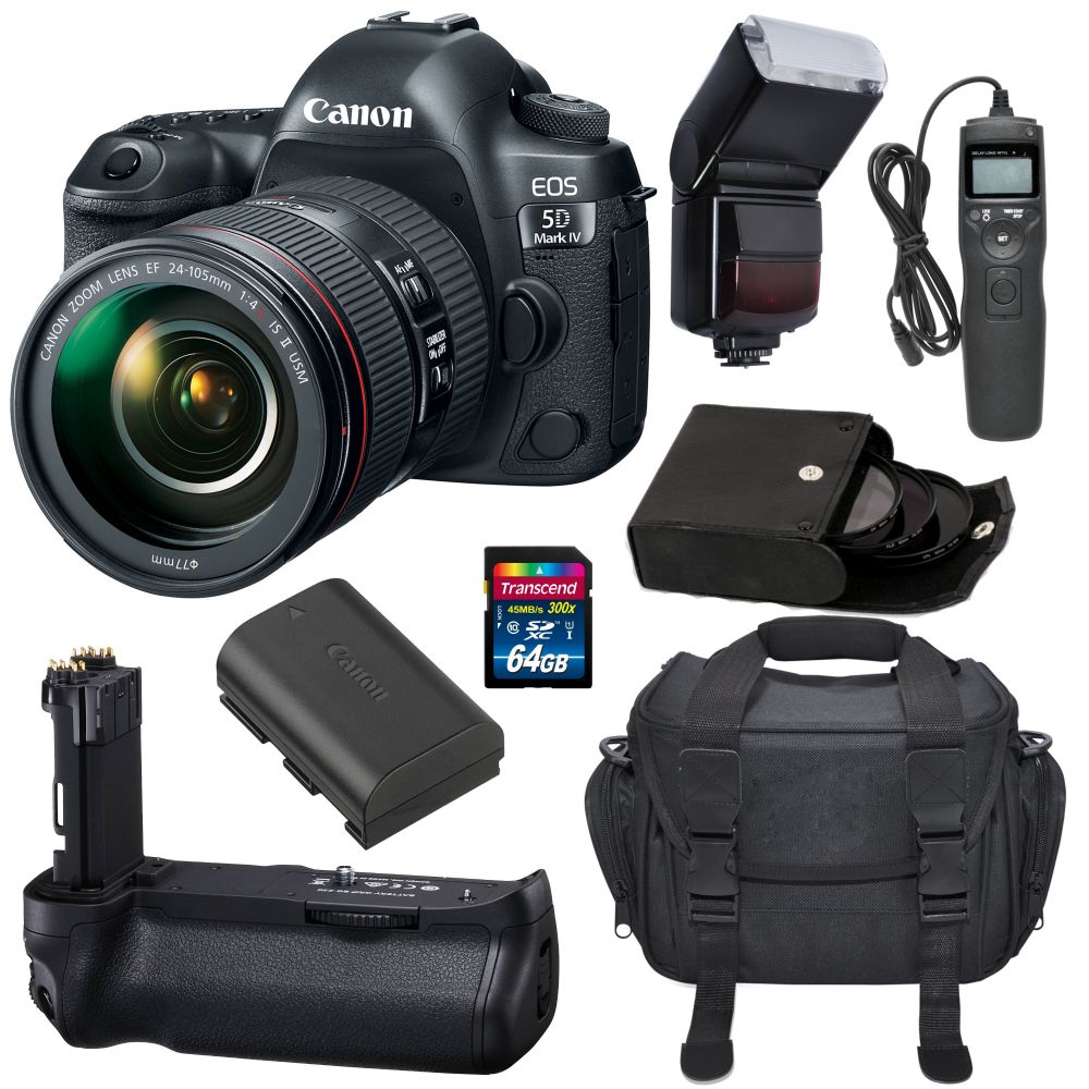 Canon EOS 5D Mark IV DSLR Camera with 24-105mm f/4L II Lens bundle