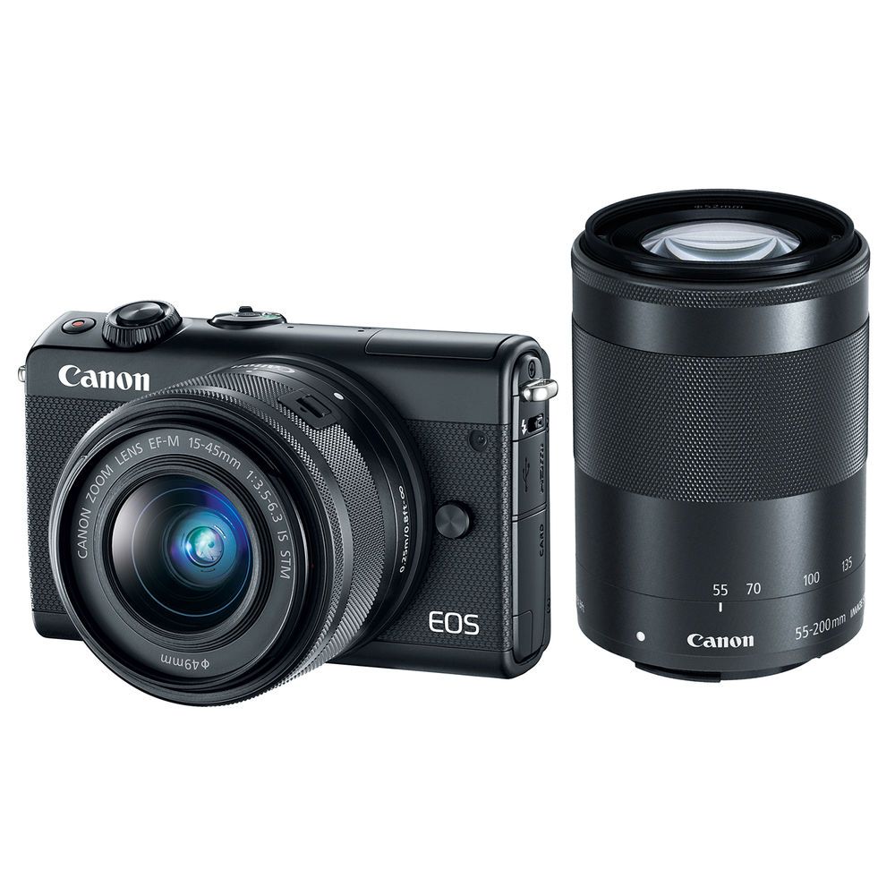 principal maldición Mentalidad Canon EOS M100 Mirrorless Digital Camera with 15-45mm and 55-200mm Lenses  (Black) 2209C021