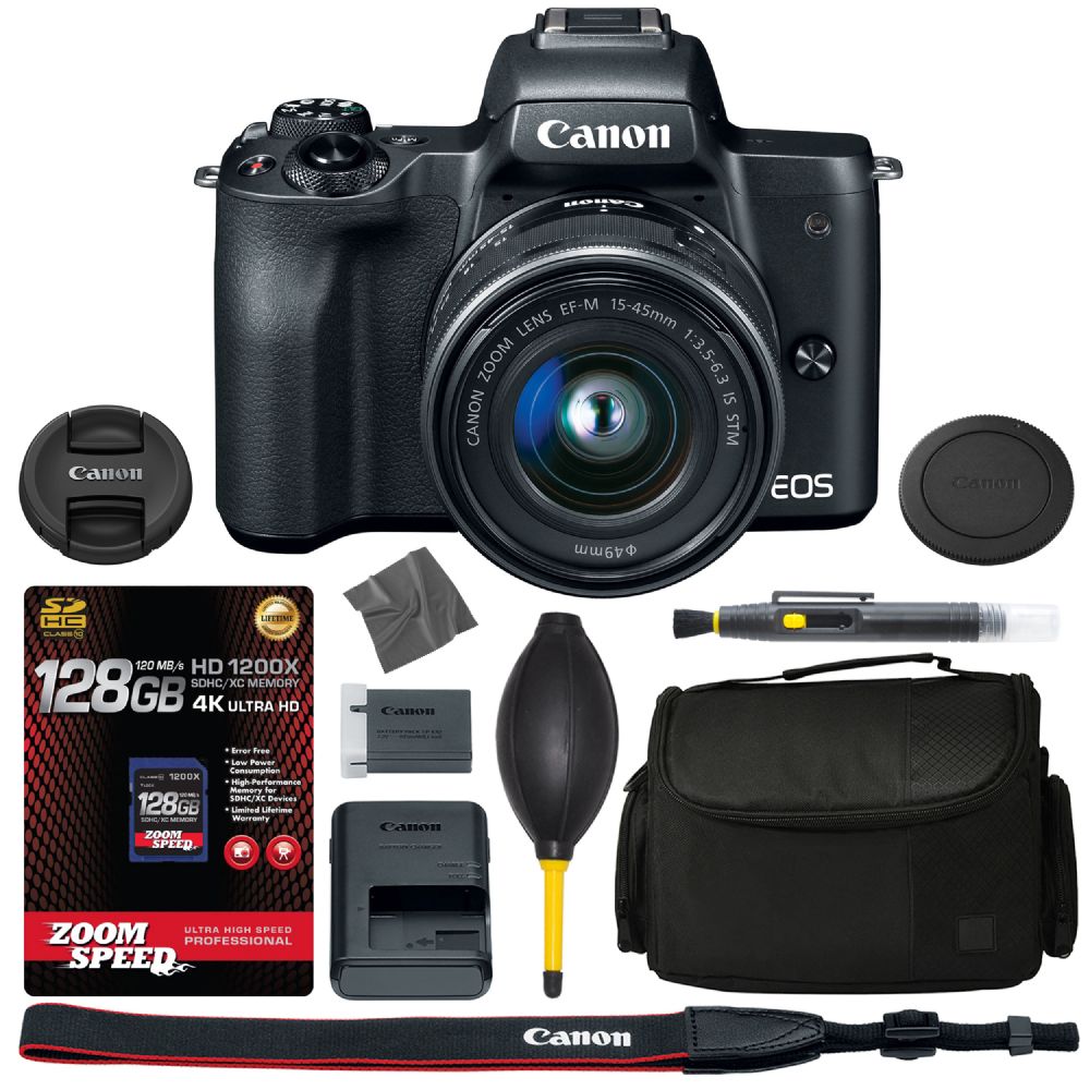 Canon EOS M50 Mirrorless Digital Camera (Black) w/ 1545mm Lens