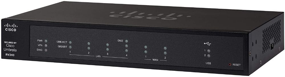 Bar Håndbog semafor CISCO RV340 VPN Router with 4 Gigabit Ethernet (GbE) Ports plus Dual WAN,  Limited Lifetime Protection (RV340-K9-NA),Black RV340-K9-NA