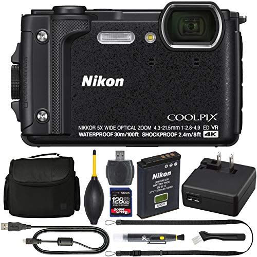 Nikon COOLPIX W300 Digital Camera (Black, 26523) + ZoomSpeed 128GB High