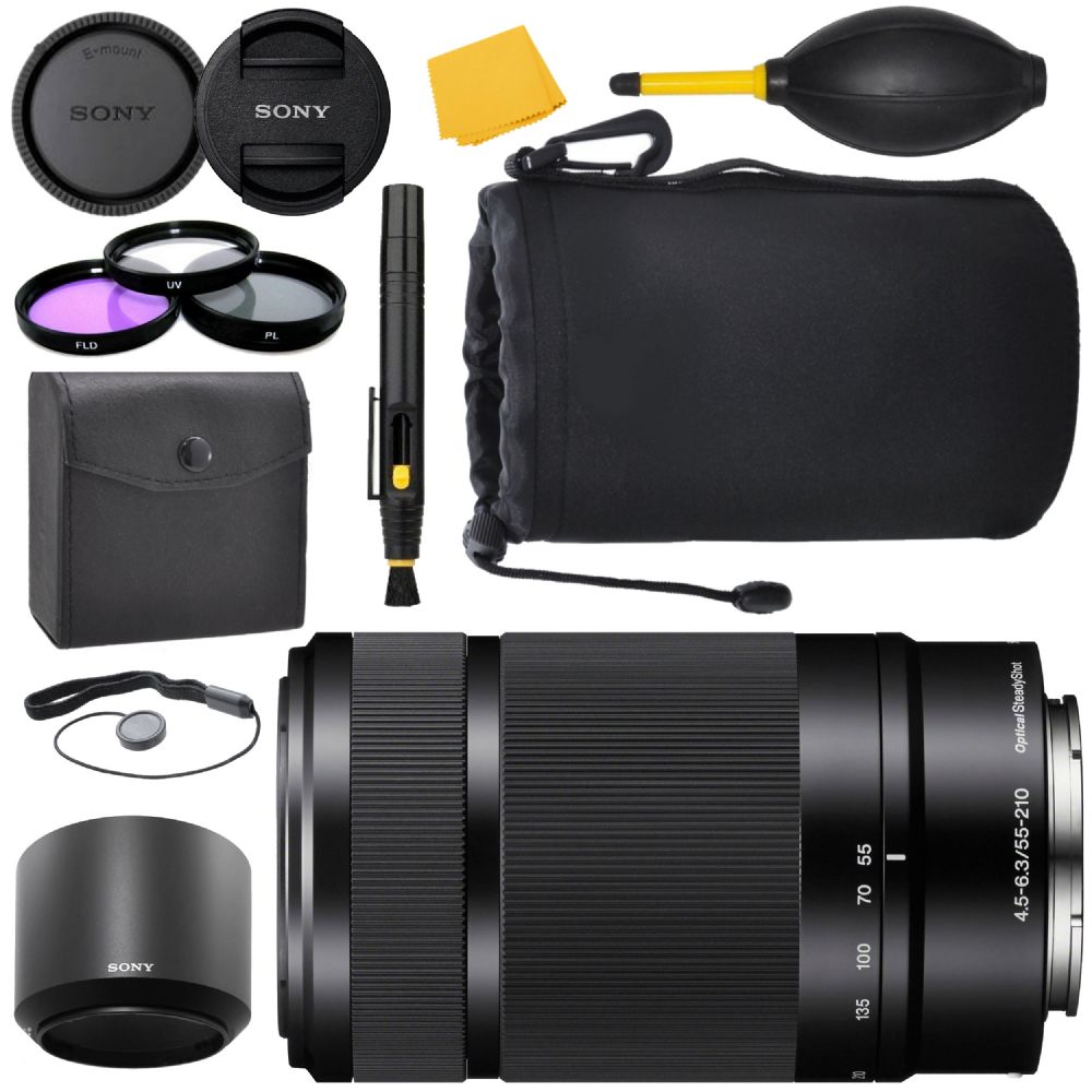 cartel Tutor sabio Sony E 55-210mm f/4.5-6.3 OSS E-Mount Lens Black + MORE 5521045BAB