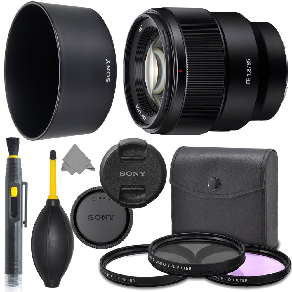Sony FE 85mm f/1.8 Lens: Full Frame (SEL85F18) + AOM Pro Starter Bundle Kit  - International Version (1 Year AOM Warranty)