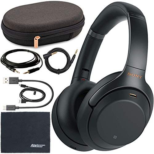 Sony WH-1000XM3 Wireless Noise-Canceling Over-Ear Headphones (Black) WH1000XM3/B + Bundle - International Version (1 Year AOM Warranty)