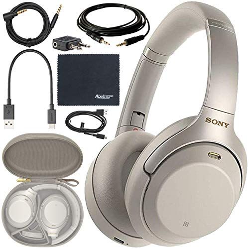 Sony WH-1000XM3 Wireless Noise-Canceling Over-Ear Headphones (Silver)  WH1000XM3/S + AOM Bundle - International Version (1 Year AOM Warranty)