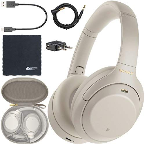 Sony WH-1000XM4 Wireless Noise-Canceling Over-Ear Headphones WH1000XM4/S  (Silver) + AOM Starter Bundle: International Version