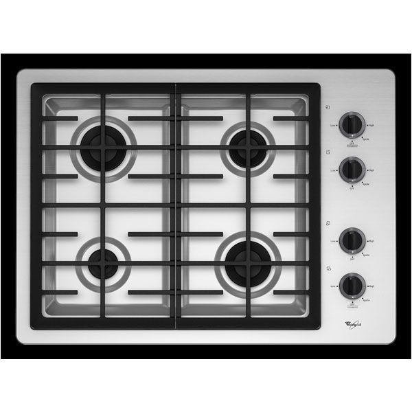 Whirlpool 30" Gas Cooktop with 4 Sealed Burners Stainless Steel W5CG3024XS
