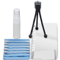 6 Piece Starter Kit - includes, Cleaning Kit, LCD Screen Covers, Table Top Tripod