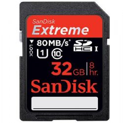 32GB Extreme SDHC - UHS-I Memory Card - 80MBS/sec