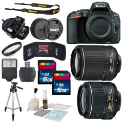 Nikon D5500 DX-18-55mm f/3.5-5.6G VR II With 55-200mm Lens Bundle