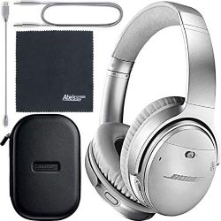 Bose QuietComfort 35 Series II Wireless Noise-Canceling Headphones - Silver (789564-0020) + AOM Bundle - International Version (1 Year AOM Warranty)