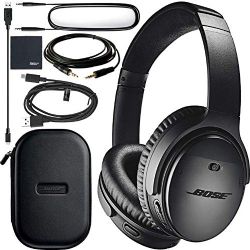 Bose QuietComfort 35 Series II Wireless Noise-Canceling Headphones (Black) (789564-0010) + AOM Bundle - International Version (1 Year AOM Warranty)