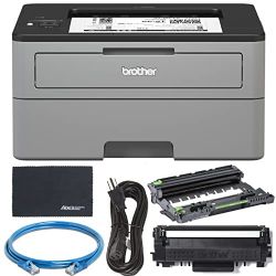 Brother HL-L2350DW Wireless Compact Mono Laser Printer with Automatic Duplex Printing + ZoomSpeed Ethernet Cable + Bundle