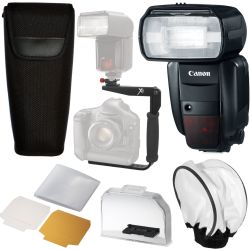Canon Speedlite 600EX-RT Flash , Pouch, Bracket, Pro Kit