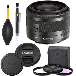 Canon EF-M 15-45mm f/3.5-6.3 is STM Lens (Graphite) (0572C002) + AOM Pro Kit Combo Bundle