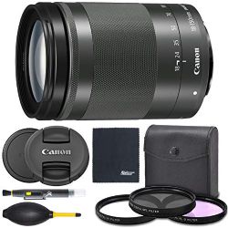 Canon EF-M 18-150mm f/3.5-6.3 is STM Lens (Graphite) (1375C002) + AOM Bundle Package Kit - international Version (1 Year AOM Wty)