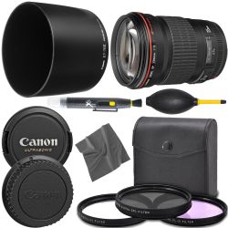 Canon EF 135mm f/2L USM Lens (2520A004) + AOM Pro Starter Bundle Kit - International Version (1 Year AOM Warranty)