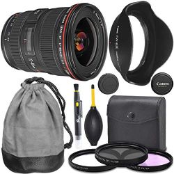 Canon EF 17-40mm f/4L USM Lens (8806A002) + AOM Pro Starter Bundle Kit - International Version (1 Year AOM Warranty)