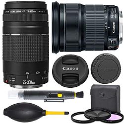 Canon EF 24-105mm f/3.5-5.6 I.S. STM Lens (9521B002) + Canon EF 75-300mm f/4-5.6 III USM Lens (6472A002) + AOM Pro Starter Kit Combo - international Version (1 Year AOM Warranty)