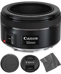 Canon EF 50mm f1.8 STM: Lens (0570C002) + AOM Microfiber Cleaning Cloth - international Version (1 Year AOM Warranty)