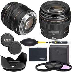 Canon EF 85mm f/1.8 USM Lens (2519A003) + AOM Bundle Package Kit - International Version (1 Year AOM Wty)