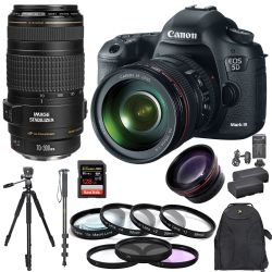 Canon EOS 5D Mark III With 24-105mm Lens 70-300mm 128GB Tripod