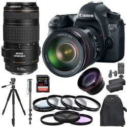 Canon EOS 6D Body W/ 24-105mm 70-300mm 128GB Kit