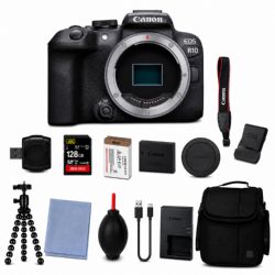 Canon EOS R10 Mirrorless Camera (Black) + AOM 128GB Bundle Package Kit