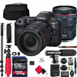 Canon EOS R5 Mark II Full Frame Mirrorless Camera Body with RF 24-105mm F4 L is USM Lens 6536C012 Bundle with Deco Gear Photography Bag + Microphone + Monopod + Software & Accessories Kit