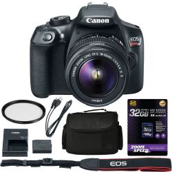 Canon EOS Rebel T6 DSLR: AutoFocus Camera + Image Stabilized 18-55mm Lens + AOM 32GB Starter Bundle - includes Gadget Bag, UV Filter, Starter Kit