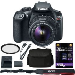 Canon EOS Rebel T6 DSLR: AutoFocus Camera + Image Stabilized 18-55mm Lens + AOM 32GB Starter Bundle - Includes Gadget Bag, UV Filter, Starter Kit