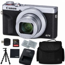 Canon PowerShot G7 X Mark III Digital Camera (SILVER) (3637C001) + AOM 128GB Bundle Package Kit