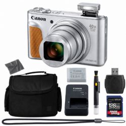 Canon PowerShot SX740 HS Digital Camera (Silver) (2955C001) + 128GB 4K AOM Pro Kit: