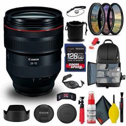 Canon RF 28-70mm f/2L USM Lens (2965C002) + Backpack + 128GB Card + Lens Pouch + Card Reader + UV Filter + Flex Tripod + Memory Wallet + Cap Keeper + Cleaning Kit + Hand Strap + More