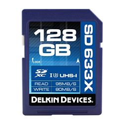 Delkin 128GB SDXC 633X UHS-I (U3) Memory Card(DDSD633128GB-A)
