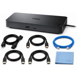 Dell Pro Dock WD25Z USB-C Docking Station 130W Power Delivery Includes 2x Zoomspeed Display Port Cables + 1x Zoomspeed HDMI Cable + Ethernet Cable + Cleaning Cloth