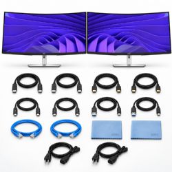 Dell Pro 34 Plus USB-c Hub Monitor - P3425WE 2x DisplayPort Cable + 2x ZoomSpeed HDMI Cable + USB-C Cable + 2x Zoomspeed Ethernet Cable+ AOM Microfiber Cloth 2x