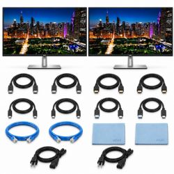 Dell UltraSharp 32 4K UHD 120Hz Thunderbolt 4 Hub IPS Black Monitor U3225QE - 2x Monitors Included - Dual Monitor Bundle with 2x Complete Cable Sets: ZoomSpeed DisplayPort, ZoomSpeed HDMI, USB-C, USB-A to USB-B, ZoomSpeed Ethernet + 2x AOM Microfiber Clot