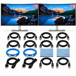 Dell UltraSharp 34" Curved WQHD 120Hz Thunderbolt 4 Hub Monitor U3425WE - 2x Monitors Included - Dual Monitor Bundle with 2x Complete Cable Sets: 2x ZoomSpeed DisplayPort, HDMI, USB-C, USB-A to USB-B, 2x Ethernet + 2x AOM Microfiber Cloths